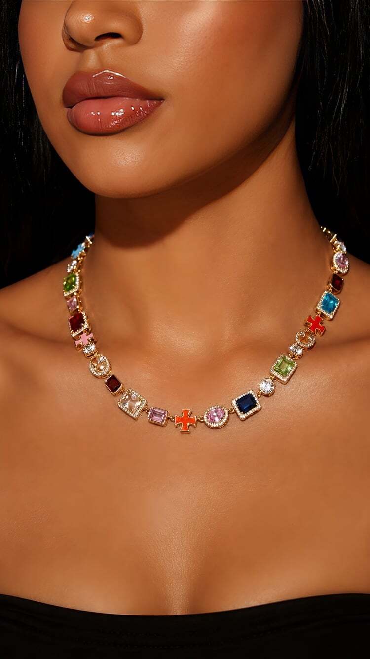 Multi colored gemstone necklace 16inch